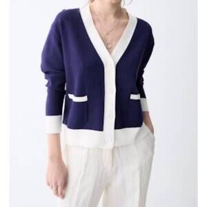 NEW DELUC lisboa cardigan in navy/white